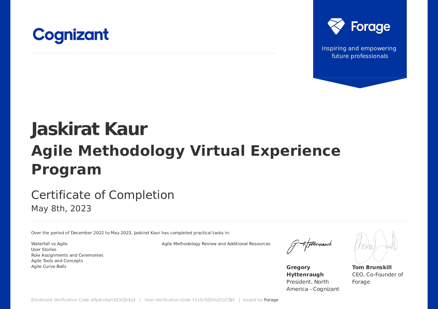 Agile Methodology Virtual Experience Certification