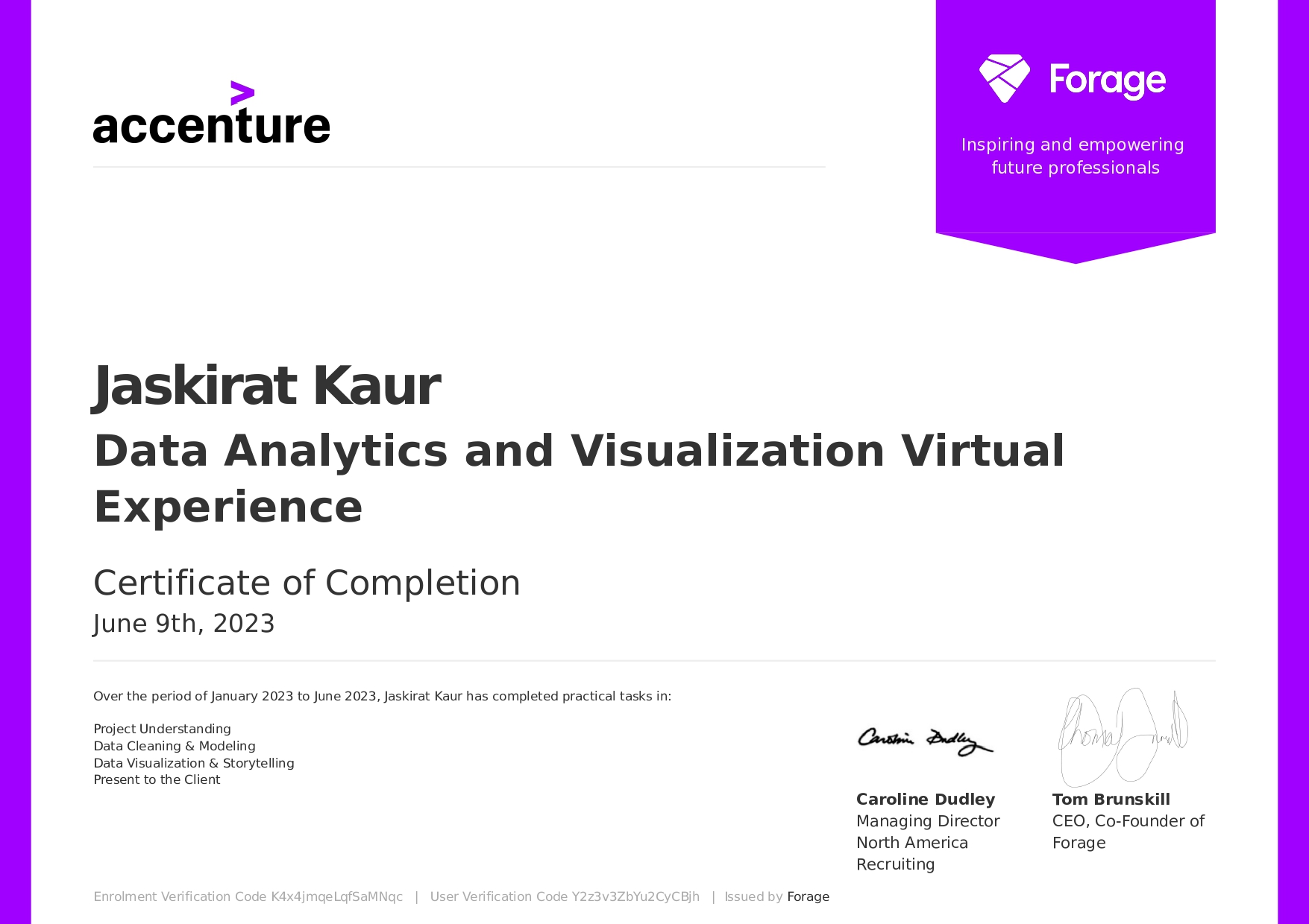 Data Analysis Virtual Experience Certification